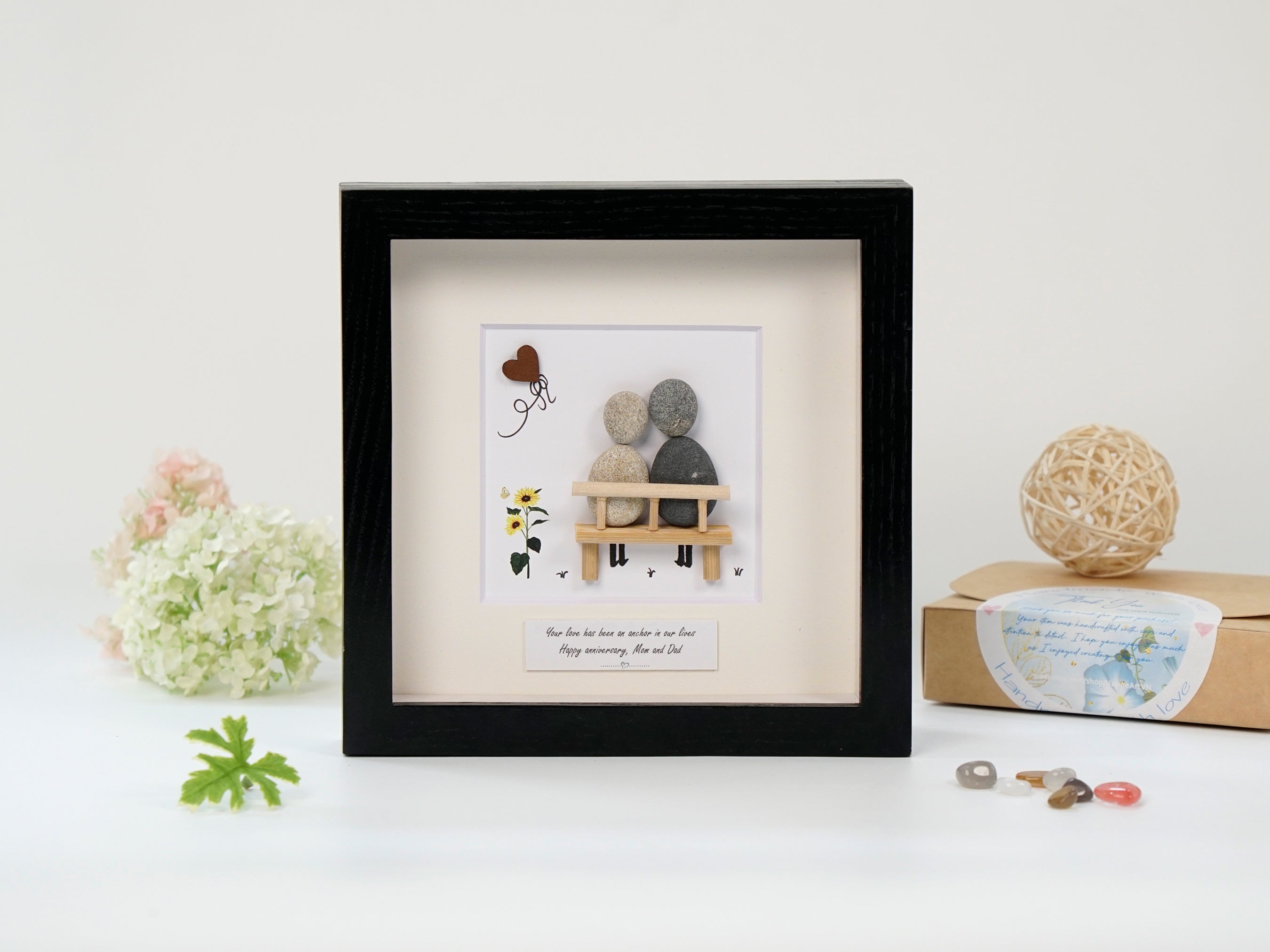 Anchored in Love Anniversary Tribute for Mom and Dad, Wedding Anniversary Pebble Art For Parents