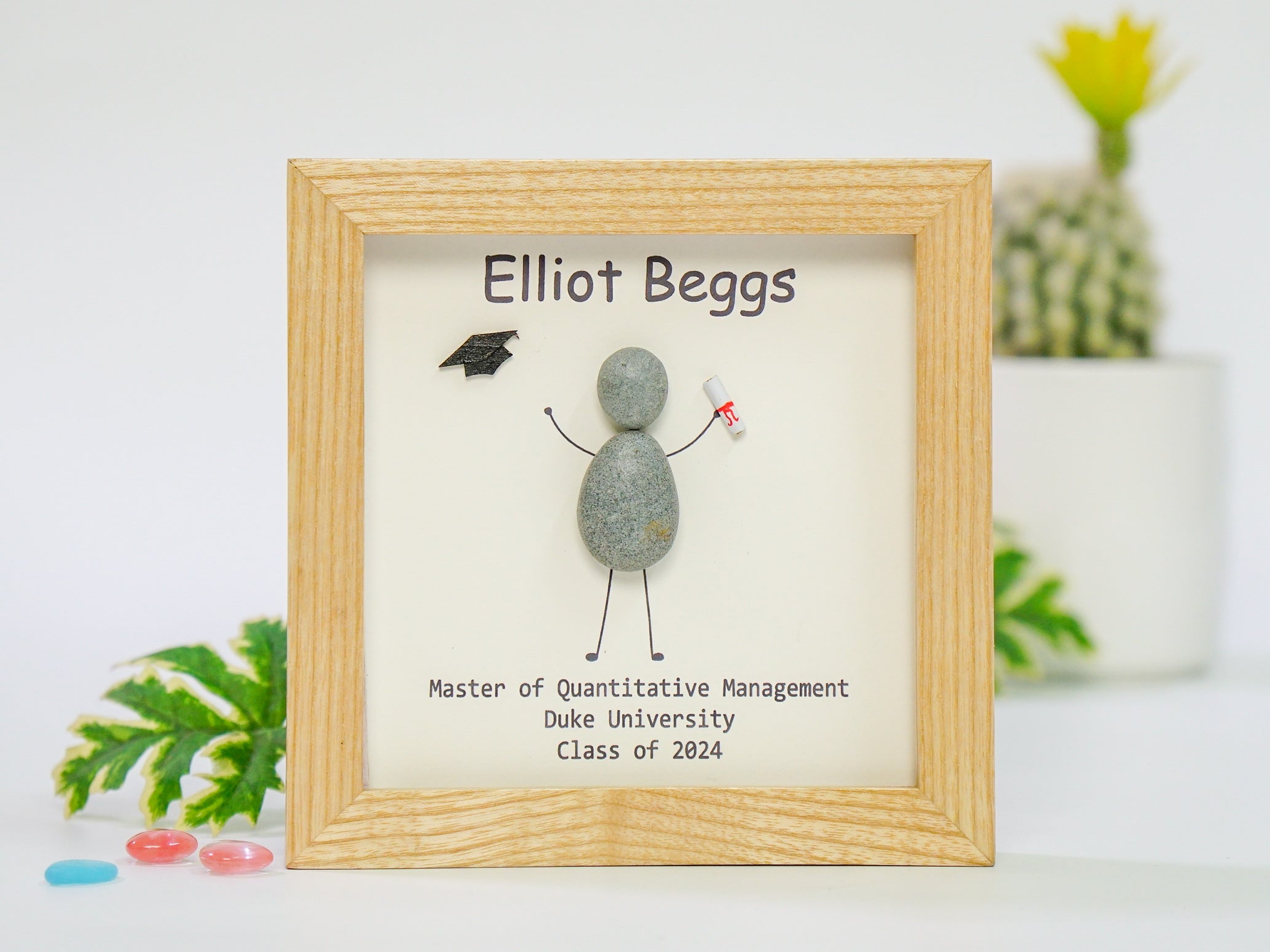 Personalised Graduation Pebble Picture, Framed Pebble Art, Graduation Gift, High School Graduation Gifts For Him Her, Congratulations Gift