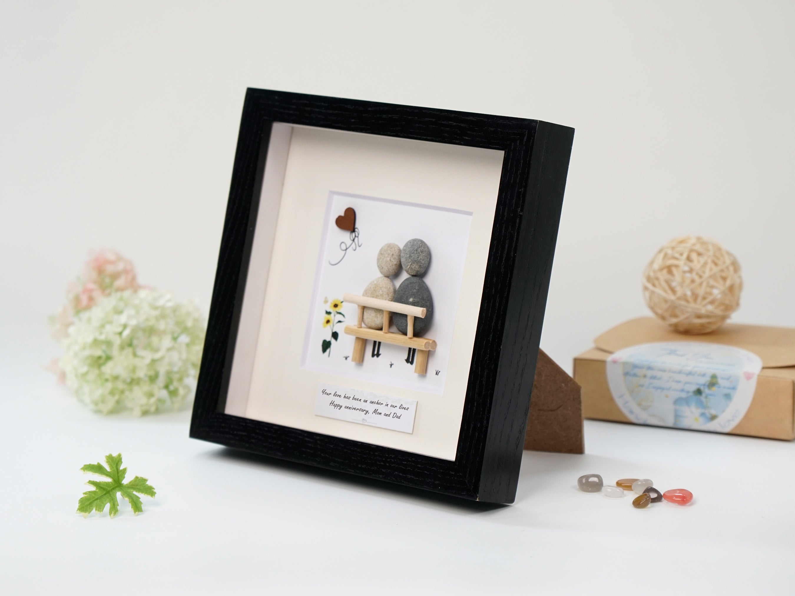 Anchored in Love Anniversary Tribute for Mom and Dad, Wedding Anniversary Pebble Art For Parents