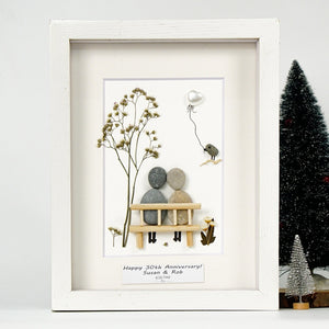 30th Wedding Anniversary Pebble Picture, Custom Pearl Anniversary Pebble Art, Personalized 30th Wedding Frame, Christmas Gift by Dovaart.com