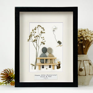 30th Wedding Anniversary Pebble Picture, Custom Pearl Anniversary Pebble Art, Personalized 30th Wedding Frame, Christmas Gift by Dovaart.com
