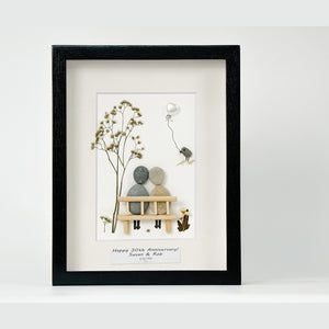 30th Wedding Anniversary Pebble Picture, Custom Pearl Anniversary Pebble Art, Personalized 30th Wedding Frame, Christmas Gift by Dovaart.com