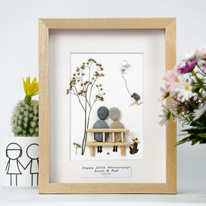 30th Wedding Anniversary Pebble Picture, Custom Pearl Anniversary Pebble Art, Personalized 30th Wedding Frame, Christmas Gift by Dovaart.com