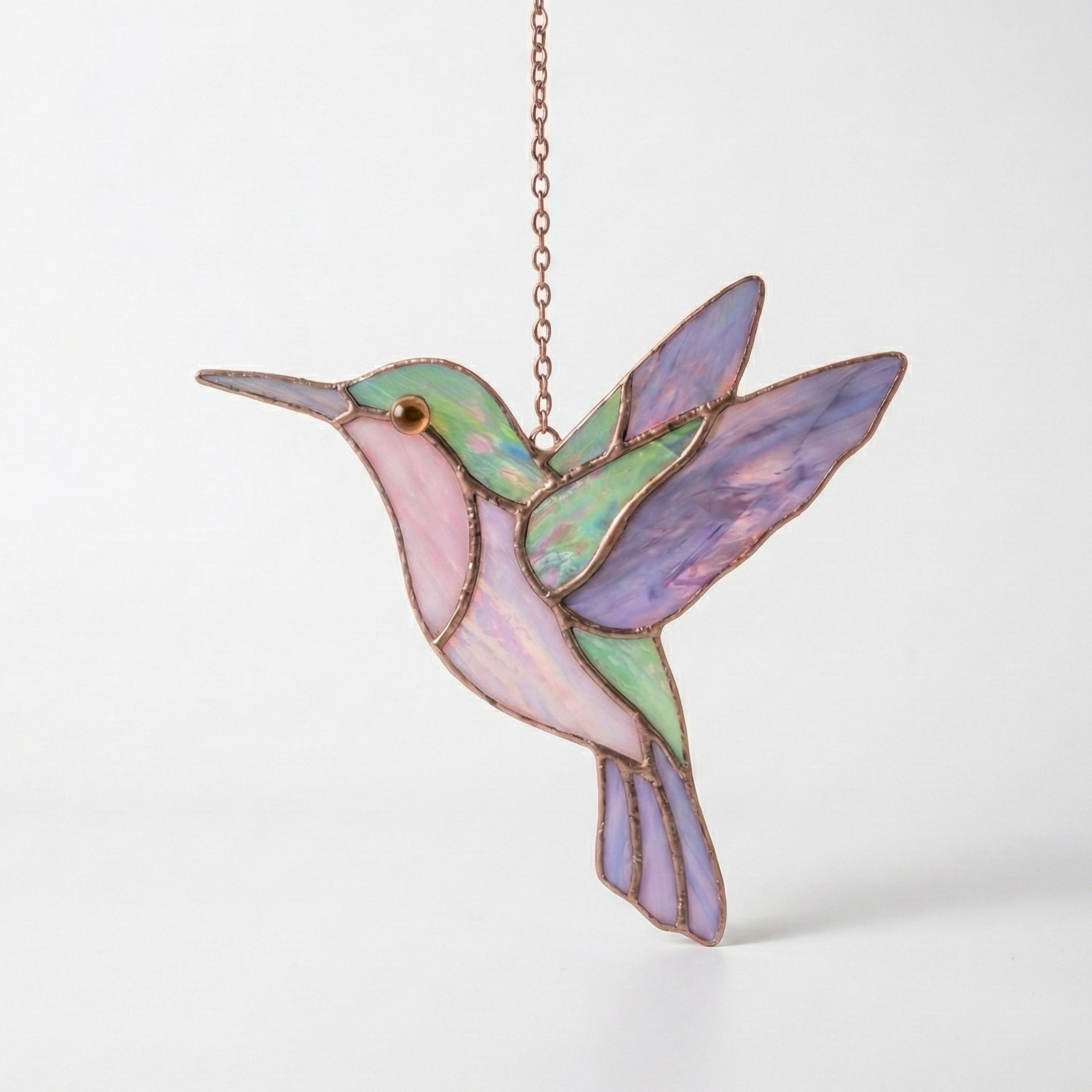 Bird Window Suncatcher – Hummingbird Stained Glass Art – Handmade Window Hanging Decor – Nature Inspired Gift for Home