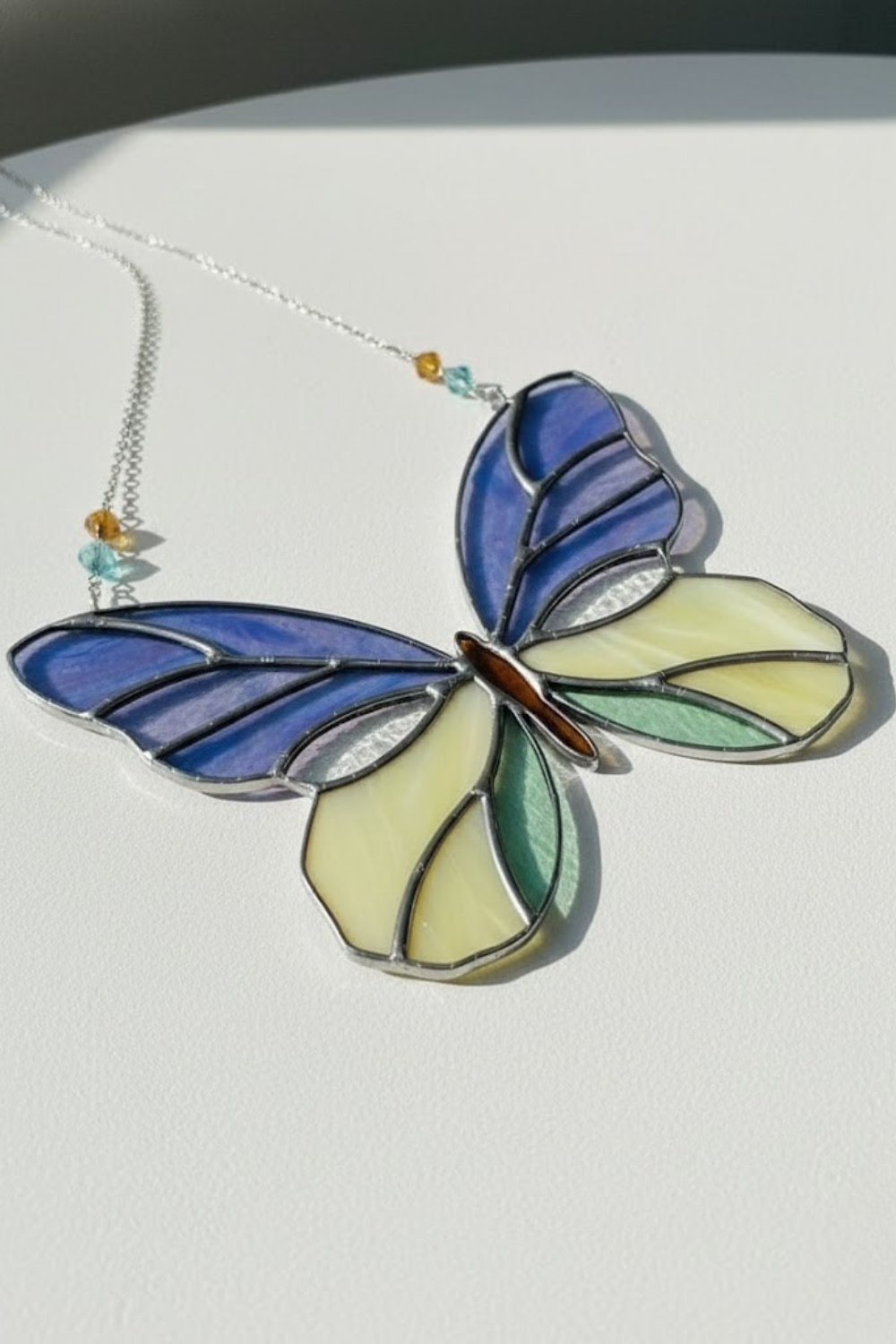 Stained Glass Butterfly Suncatcher – Nature Lover Gift – Window Hanging Decor – Pastel Cottagecore Art – New Beginnings Gift for Her