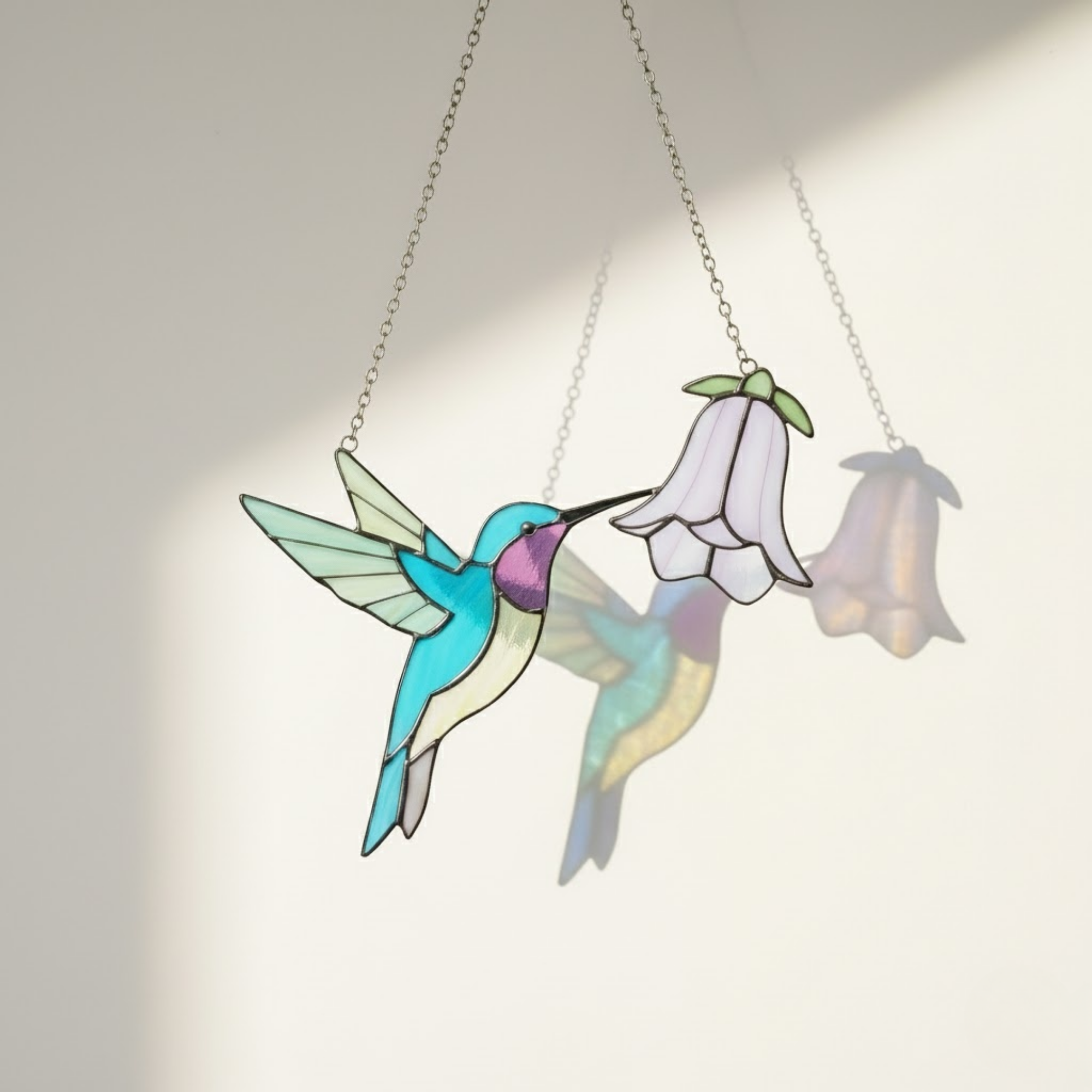 Bird Window Suncatcher – Hummingbird Nature Gift – Window Hanging Decor – Handmade Stained Glass Art – Birthday & Housewarming Gift