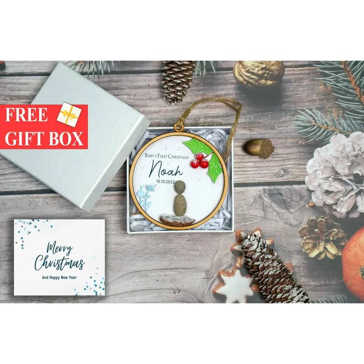 Baby's First Christmas Ornament under the cherry tree personalize by Dovaart.com