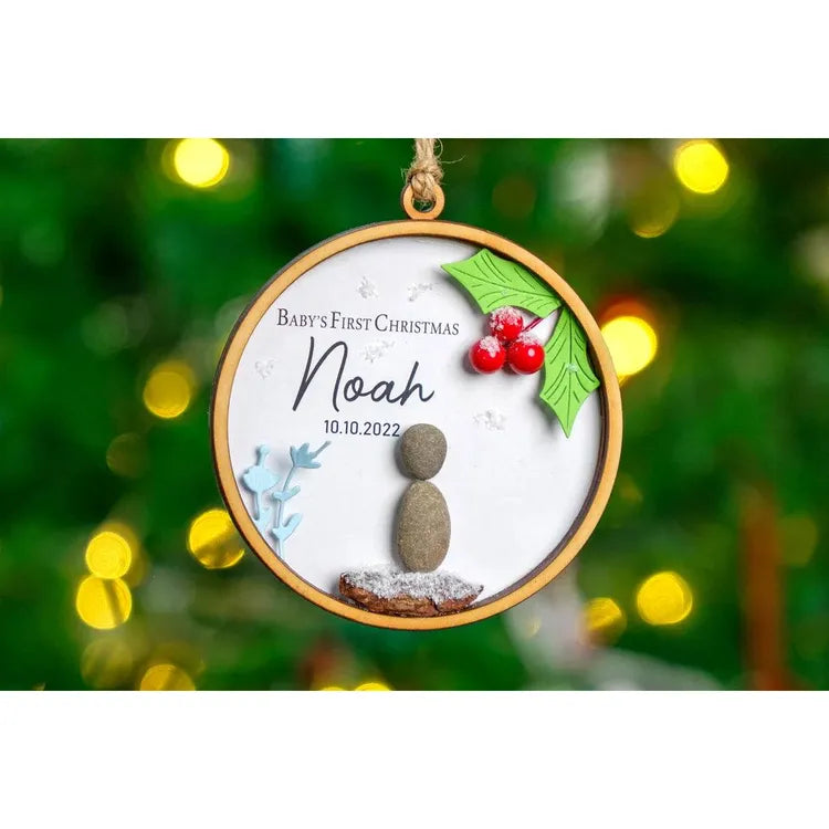 Baby's First Christmas Ornament under the cherry tree personalize by Dovaart.com
