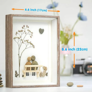 Personalized Couple with Dog Pebble Art, Wedding Engagement Gifts for Him Her, Wedding Anniversary Gift by Dovaart.com