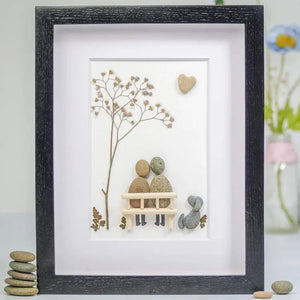 Personalized Couple with Dog Pebble Art, Wedding Engagement Gifts for Him Her, Wedding Anniversary Gift by Dovaart.com