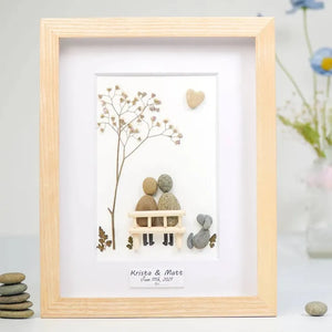 Personalized Couple with Dog Pebble Art, Wedding Engagement Gifts for Him Her, Wedding Anniversary Gift by Dovaart.com
