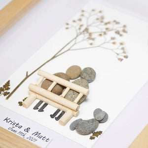 Personalized Couple with Dog Pebble Art, Wedding Engagement Gifts for Him Her, Wedding Anniversary Gift by Dovaart.com