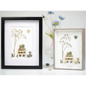 Personalized Couple with Dog Pebble Art, Wedding Engagement Gifts for Him Her, Wedding Anniversary Gift by Dovaart.com
