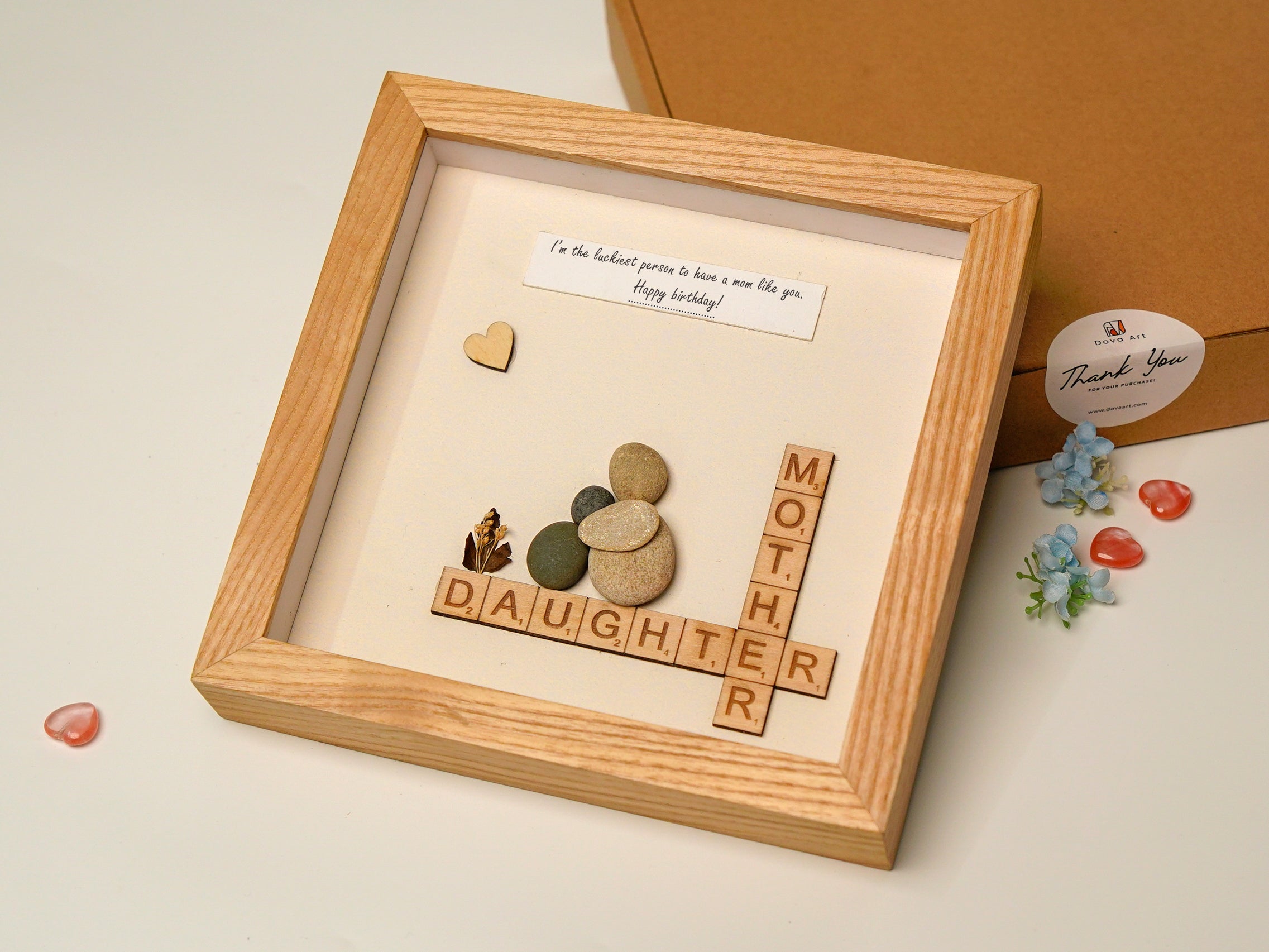Personalized Mother Birthday Pebble Frame, Mom Birthday Gift from Daughter, Grandma Gift, Gift For Mom, Mom and Daughter