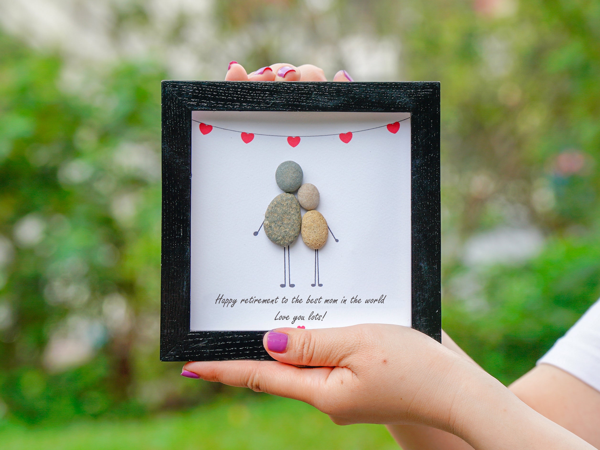 Best Mom's Retirement Celebration Wooden Frame, Mother's Retirement Pebble Art For Mom