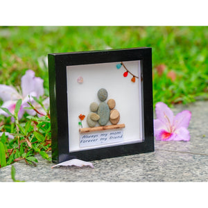 Personalized Pebble Art For Mom Of 2 Gift For From Children, Mom Squared, Mom of 2 Boys, Funny Mother's Day Gift, Mom And 2 Child Wall Art by Dovaart.com