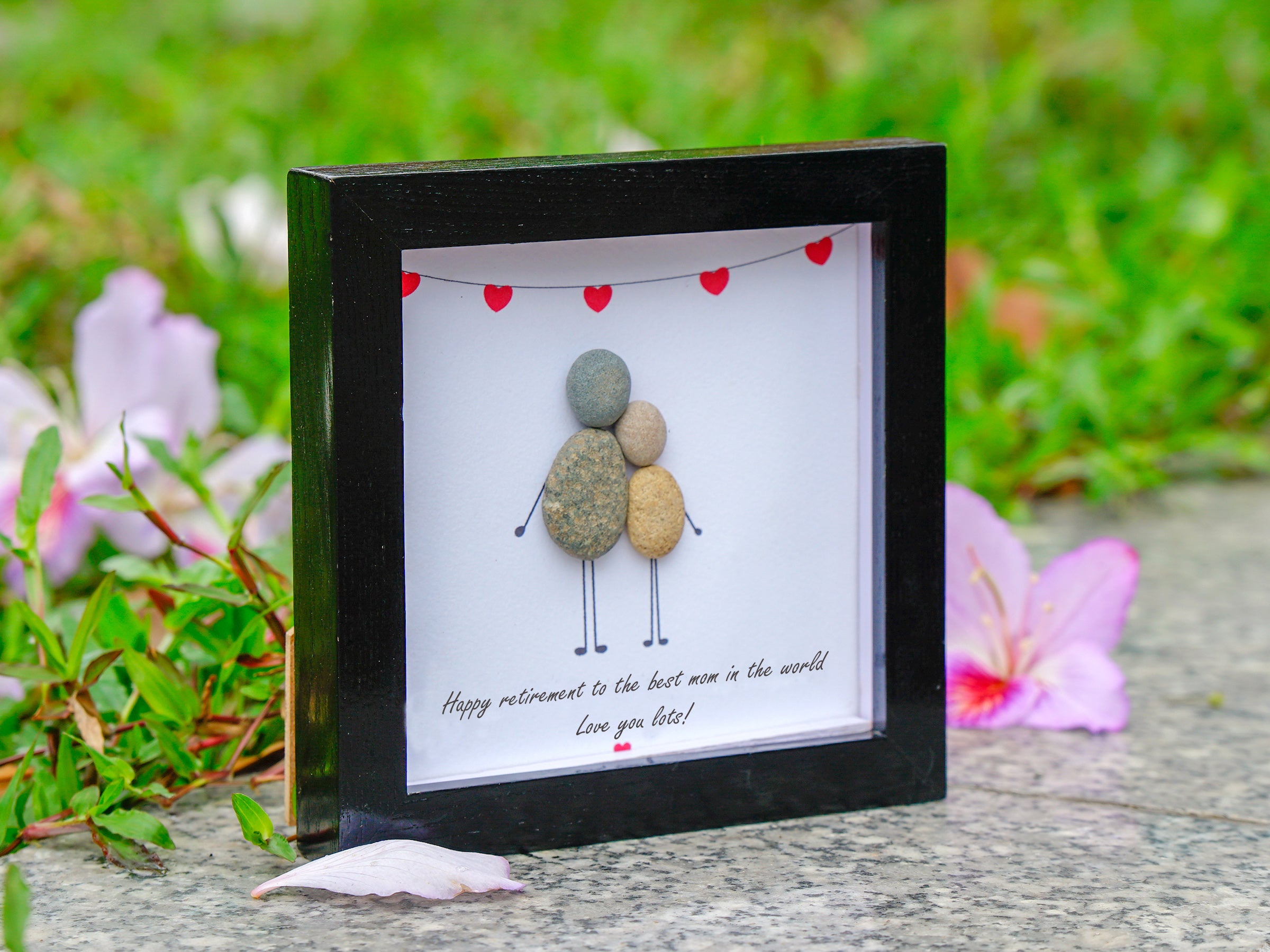 Best Mom's Retirement Celebration Wooden Frame, Mother's Retirement Pebble Art For Mom