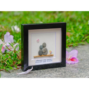 Personalized Mother's Day Pebble Frame, Pebble Art For Mom, Mother Day Gift from Kids Husband, Grandma Gift, Gift For Mom, Mom and Daughter by Dovaart.com