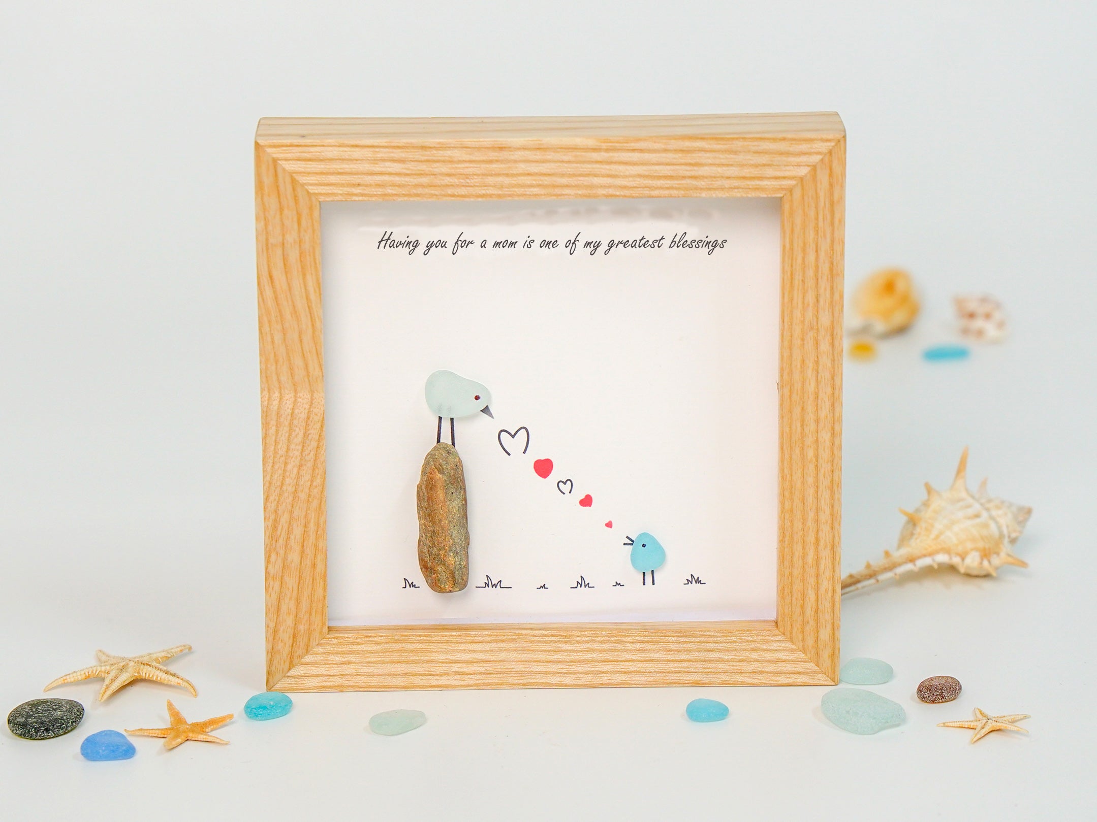 Handcrafted Mother Bird Art Frame, Christmas Gift for Mom, 1st Mom's Christmas Gift