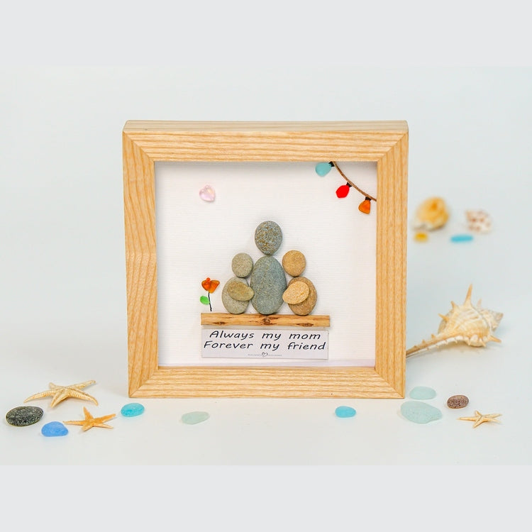 Personalized Pebble Art For Mom Of 2 Gift For From Children, Mom Squared, Mom of 2 Boys, Funny Mother's Day Gift, Mom And 2 Child Wall Art by Dovaart.com