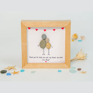 Personalized Framed Pebble Art Mother And Daughter, Mother's Day Gift, Mom Gift From Daughter, Birthday Gift For Mom, Family Portrait Art by Dovaart.com