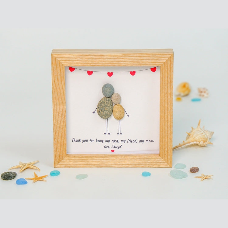 Personalized Framed Pebble Art Mother And Daughter, Mother's Day Gift, Mom Gift From Daughter, Birthday Gift For Mom, Family Portrait Art by Dovaart.com