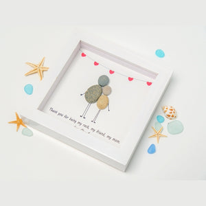 Personalized Framed Pebble Art Mother And Daughter, Mother's Day Gift, Mom Gift From Daughter, Birthday Gift For Mom, Family Portrait Art by Dovaart.com