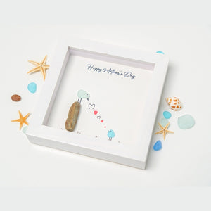 Personalized Pebble Art Gift for Mom, Mama Bird and Baby Bird Frame, Happy Mother's Day, Funny Mom Gifts, Handmade Gifts, Birthday Gift by Dovaart.com