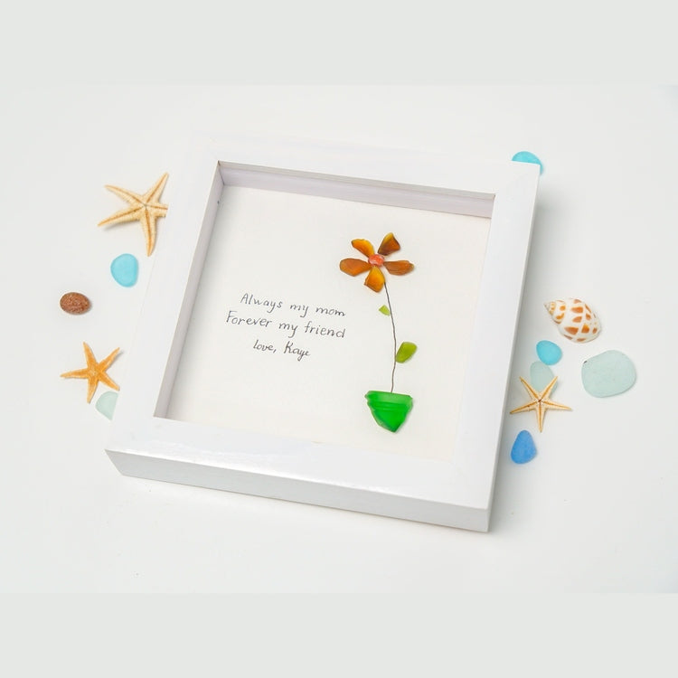 Personalized Flowers Mother's Day Pebble Art, Happy Mother's Day Gift For Mom, Birthday Mom Gifts From Daughter, Mother Day Flower Frame Art by Dovaart.com