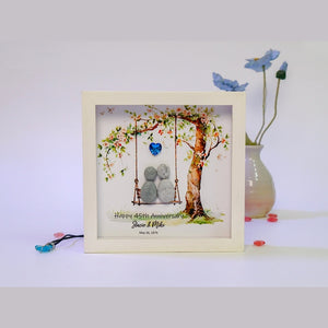 Personalized 45th Wedding Anniversary Pebble Art, Pebble Picture Wedding, Sapphire Wedding Anniversary Gift For Parents by Dovaart.com