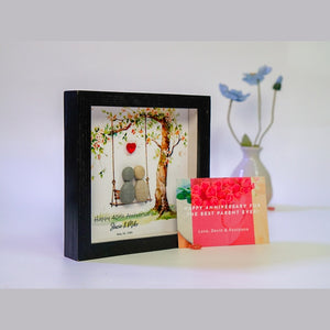 Personalized 40th Wedding Anniversary, Pebble Art Wedding, Ruby Wedding Anniversary Gift For Parents, Anniversary Pebble Frame by Dovaart.com
