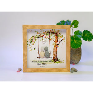 Personalised 30th Wedding Anniversary Gift, Pebble Art Wedding, Pearl Wedding Anniversary Gift For Parents, Anniversary Pebble Frame by Dovaart.com