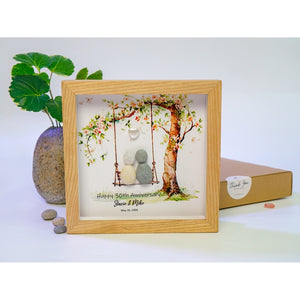 Personalised 30th Wedding Anniversary Gift, Pebble Art Wedding, Pearl Wedding Anniversary Gift For Parents, Anniversary Pebble Frame by Dovaart.com
