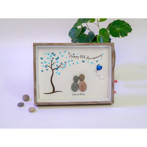 Personalized 45th Wedding Anniversary Pebble Art, Wedding Pebble Picture Framed Art, Sapphire Anniversary by Dovaart.com