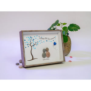 Personalized 45th Wedding Anniversary Pebble Art, Wedding Pebble Picture Framed Art, Sapphire Anniversary by Dovaart.com