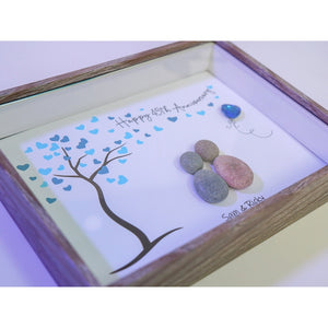 Personalized 45th Wedding Anniversary Pebble Art, Wedding Pebble Picture Framed Art, Sapphire Anniversary by Dovaart.com