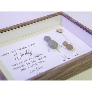 Personalized Pebble Art For Dad, New Dad Gift, 1st Father's Day Gift, Happy First Father’s Day Frame for Desktop and Wall Hanging by Dovaart.com