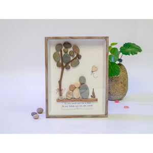Framed Gift for Dad, Handmade Pebble Art Dad, Thanks for Being Our Rock, Gift From Kids to Dad, Daddy Birthday Gift by Dovaart.com