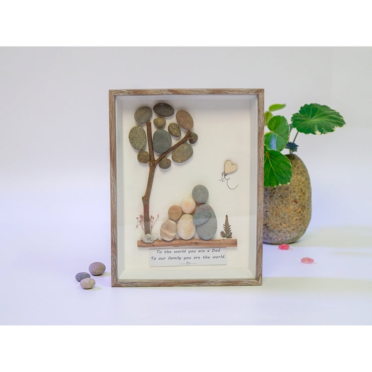 Framed Gift for Dad, Handmade Pebble Art Dad, Thanks for Being Our Rock, Gift From Kids to Dad, Daddy Birthday Gift by Dovaart.com
