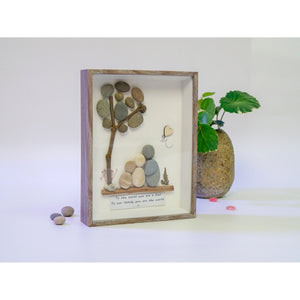 Framed Gift for Dad, Handmade Pebble Art Dad, Thanks for Being Our Rock, Gift From Kids to Dad, Daddy Birthday Gift by Dovaart.com