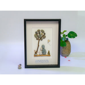 Framed Gift for Dad, Handmade Pebble Art Dad, Thanks for Being Our Rock, Gift From Kids to Dad, Daddy Birthday Gift by Dovaart.com