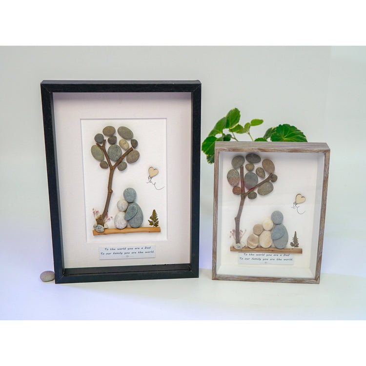 Framed Gift for Dad, Handmade Pebble Art Dad, Thanks for Being Our Rock, Gift From Kids to Dad, Daddy Birthday Gift by Dovaart.com
