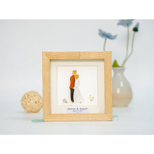 Personalized Engagement Pebble Frame, Pebble Art Wedding Gift For Bride, Wedding Anniversary Gifts, Newlywed Gifts by Dovaart.com