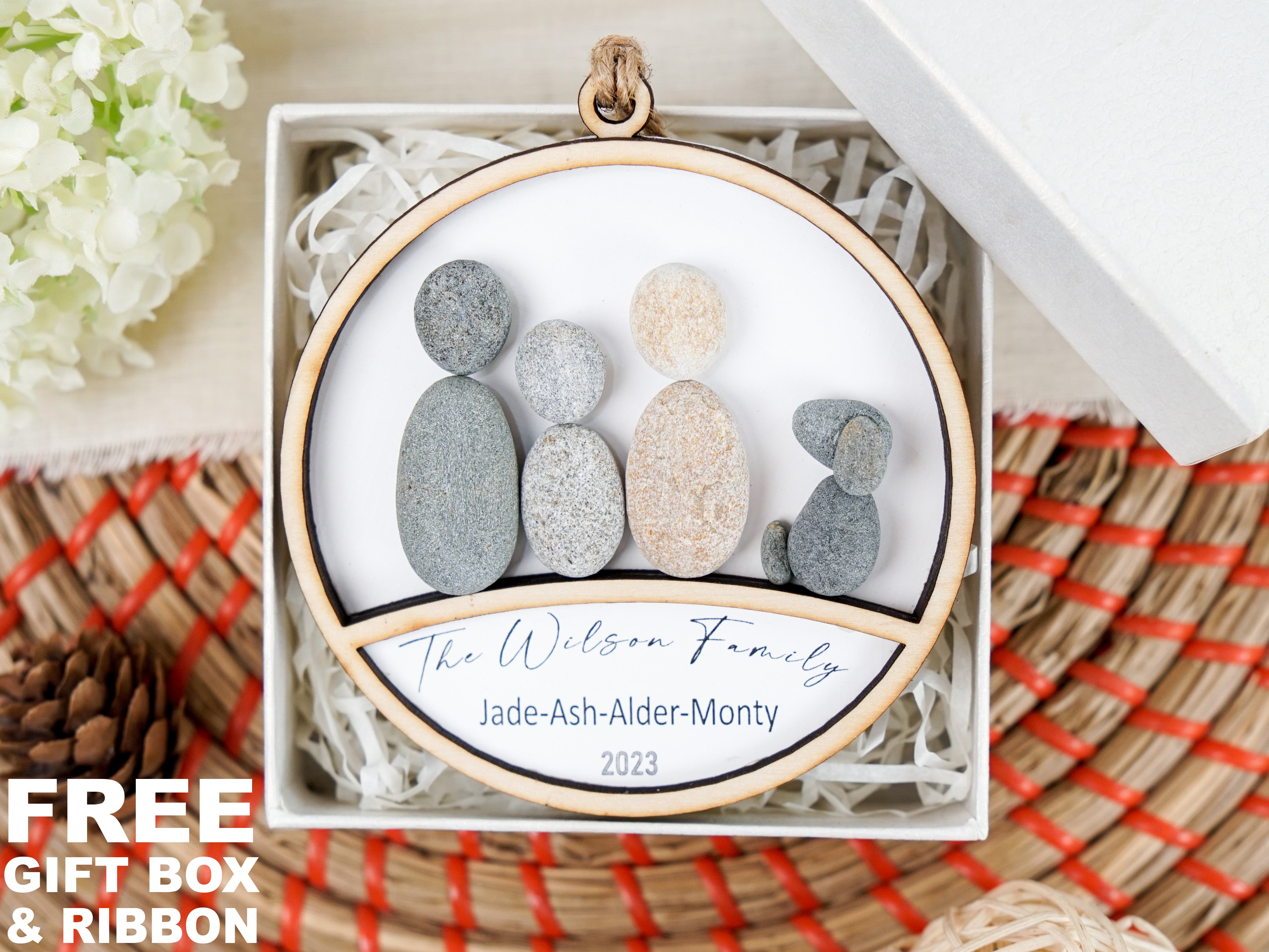 Personalized Family Portrait Christmas Ornament, Family With Kids Baby Ornament, Custom Name Family Ornament, Custom Christmas Family Ornament