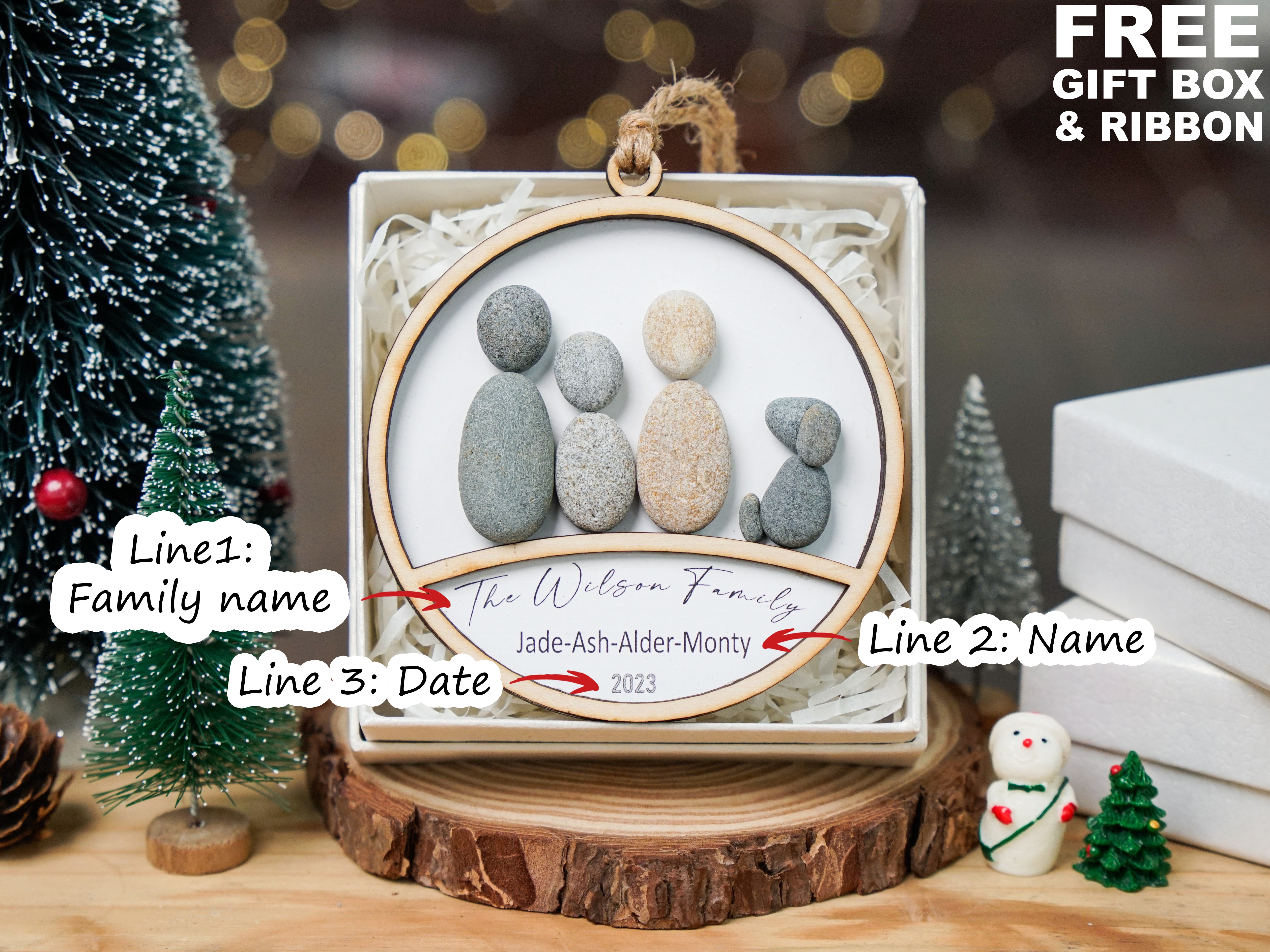 Personalized Family Portrait Christmas Ornament, Family With Kids Baby Ornament, Custom Name Family Ornament, Custom Christmas Family Ornament