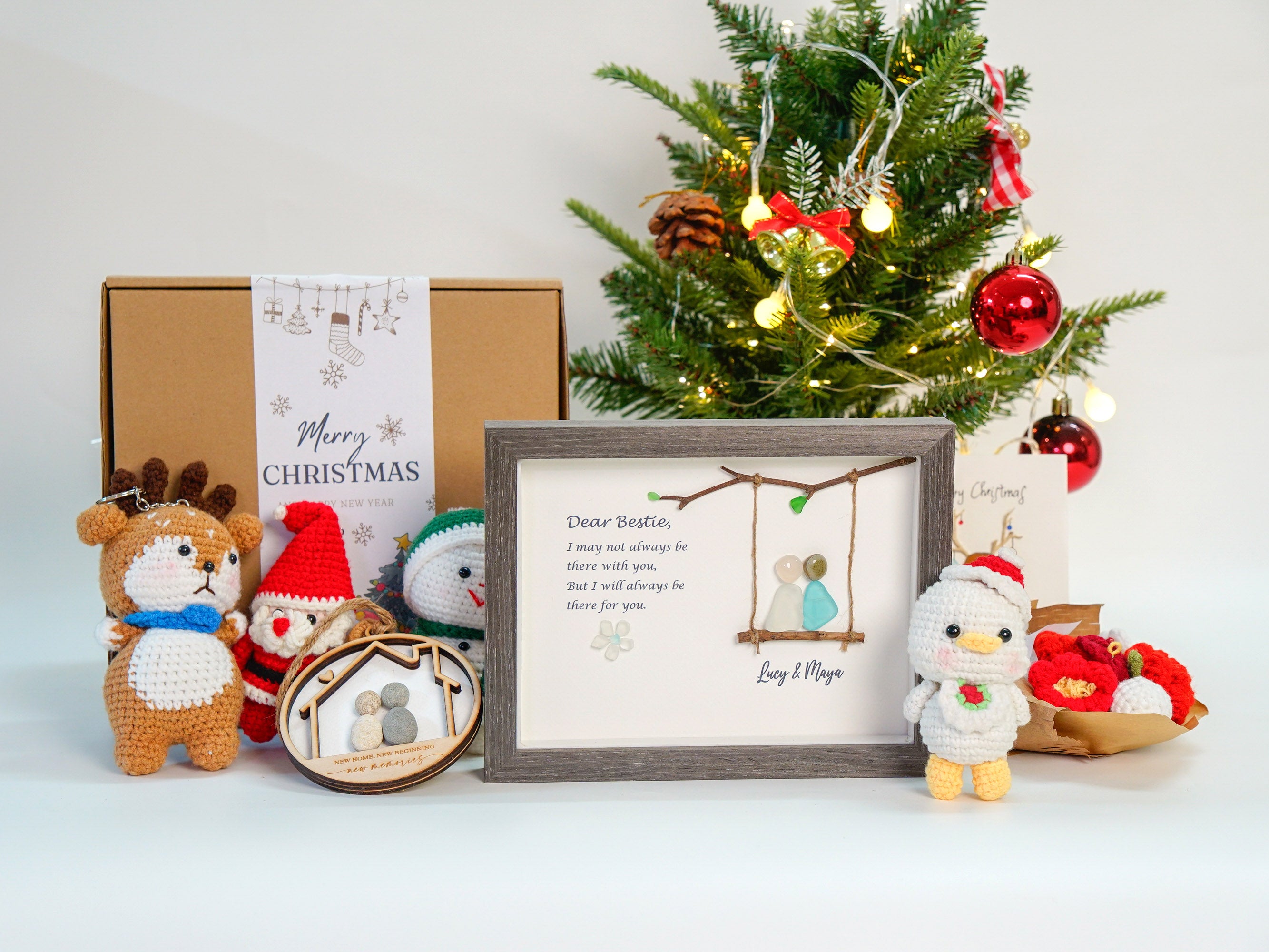 Personalized Christmas Set Bundle, Christmas Gift Basket Ideas, Christmas Box Gifts For Friends, Xmas Gift For Besties (8 pcs)