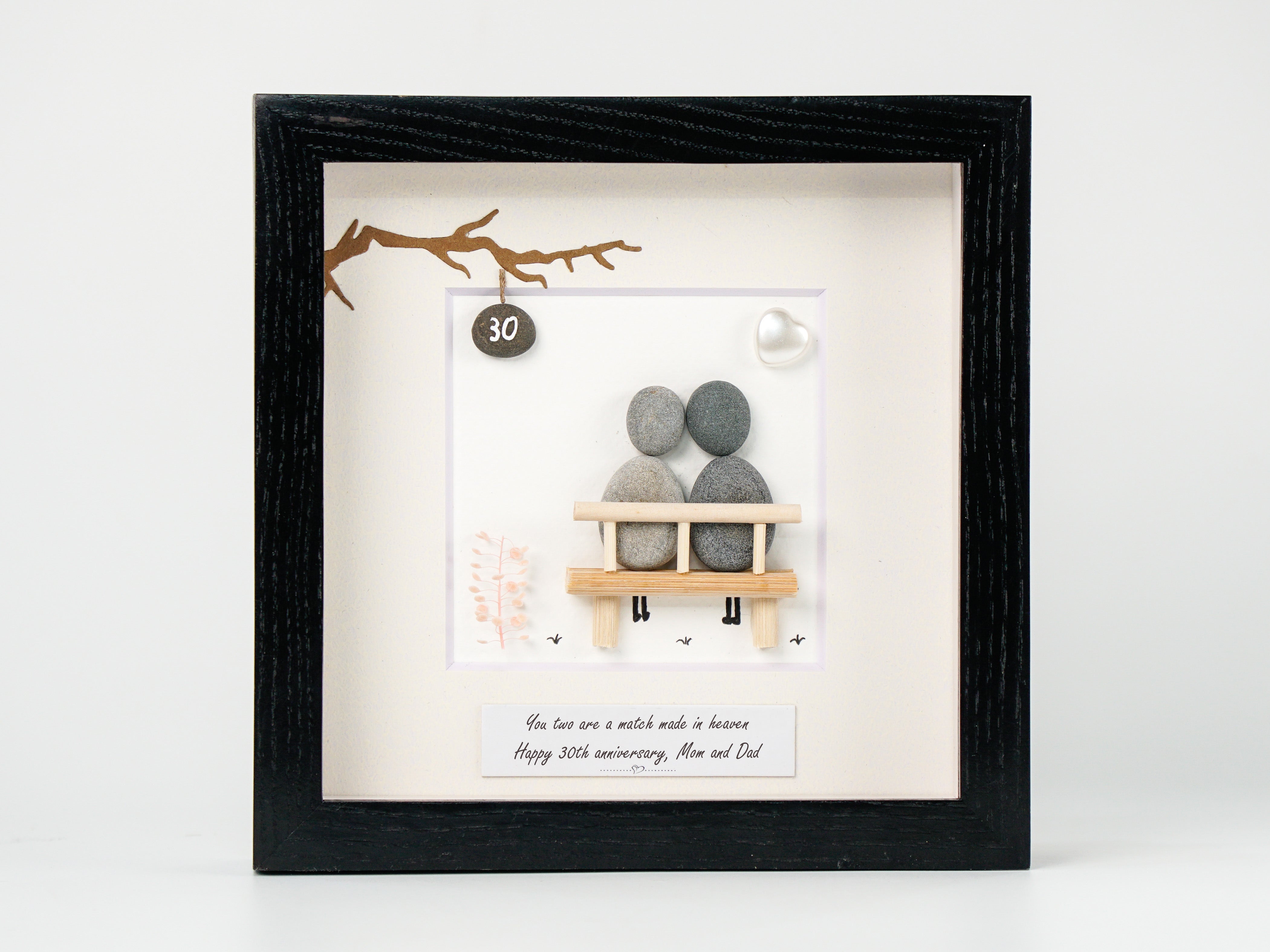 Heavenly Match Anniversary Celebration for Mom and Dad, Wedding Anniversary Pebble Art For Parents