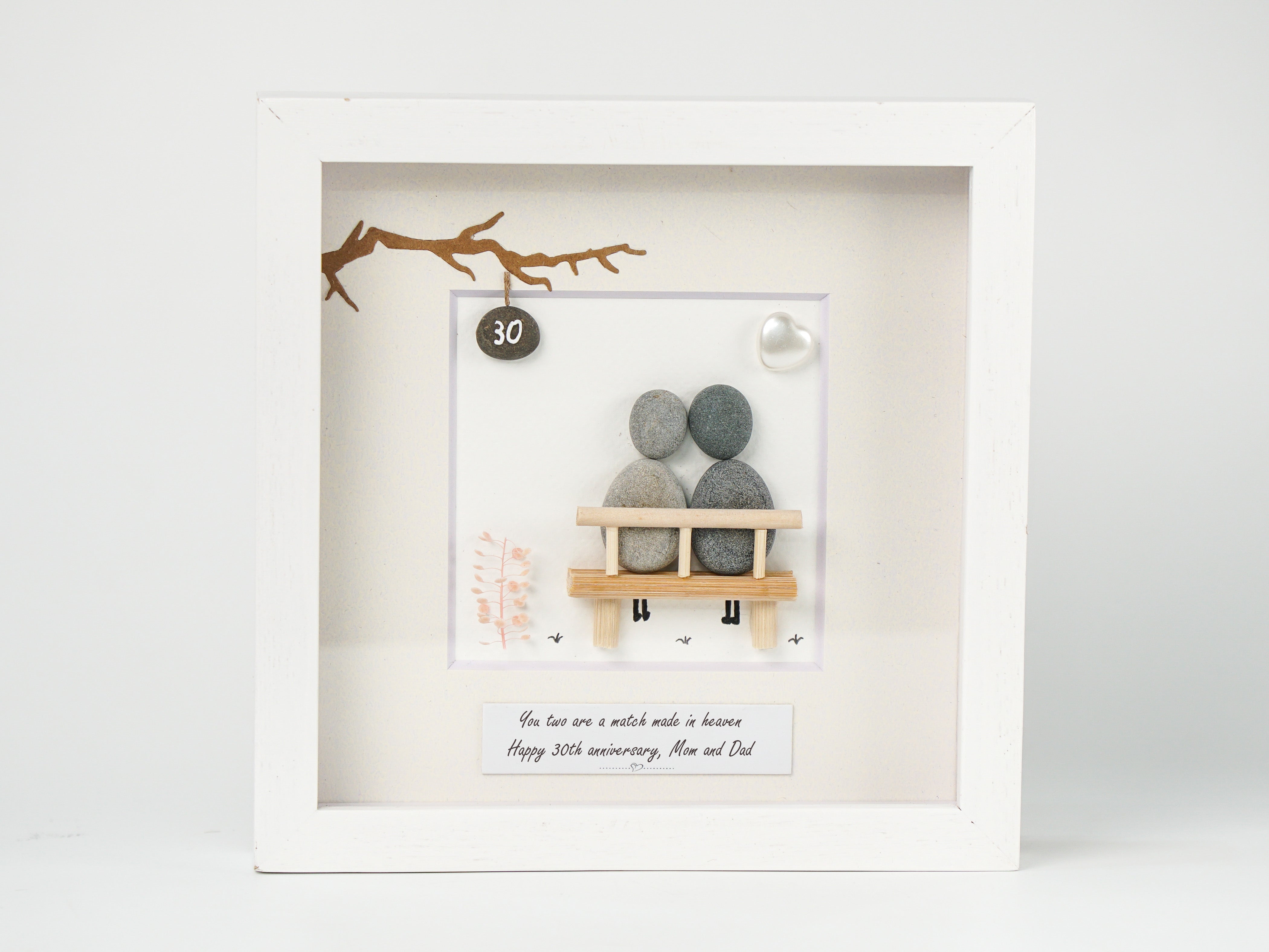 Heavenly Match Anniversary Celebration for Mom and Dad, Wedding Anniversary Pebble Art For Parents