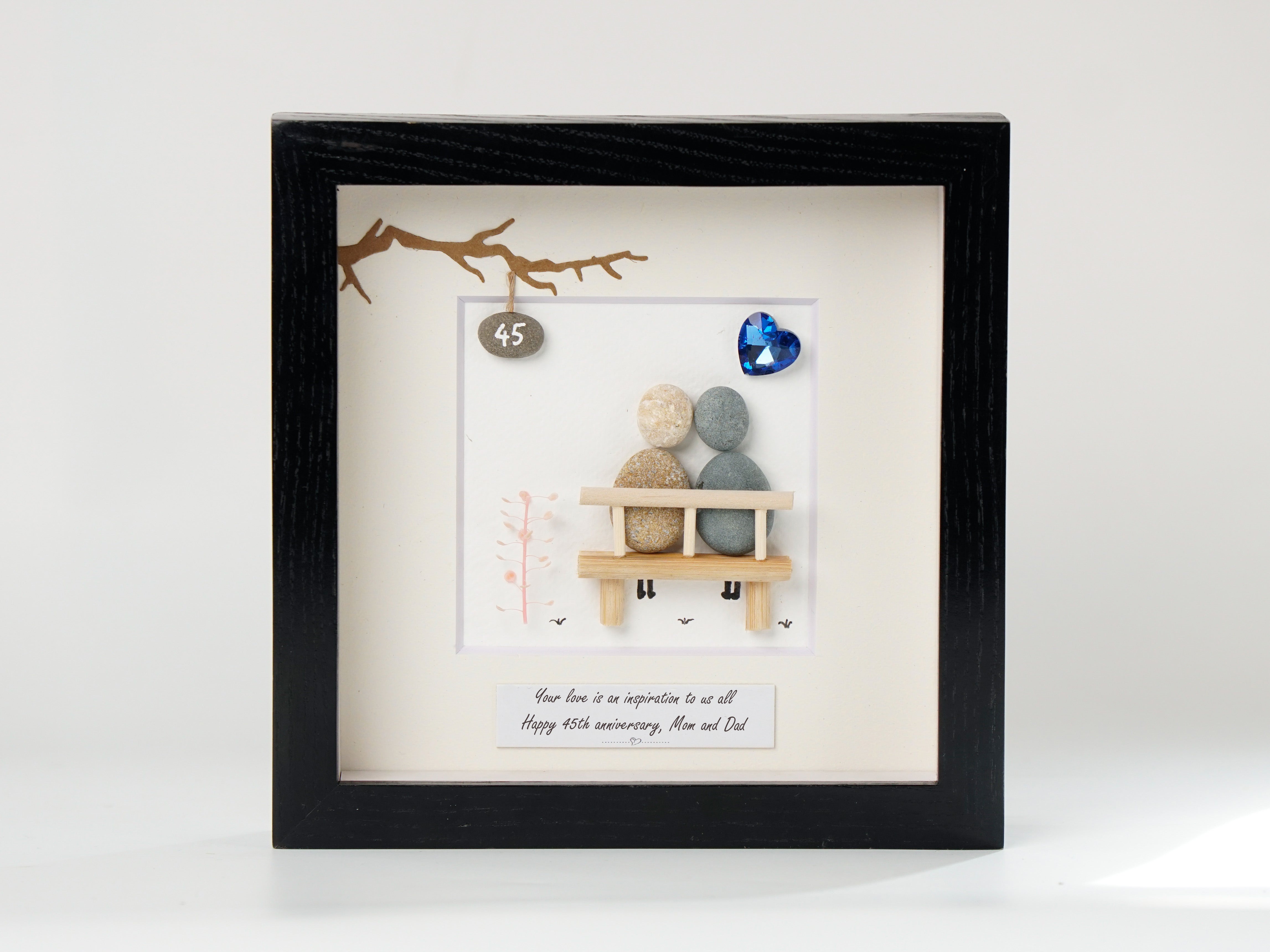 Inspirational Love Tribute for Mom and Dad's 45th Anniversary, Wedding Anniversary Pebble Art For Parents