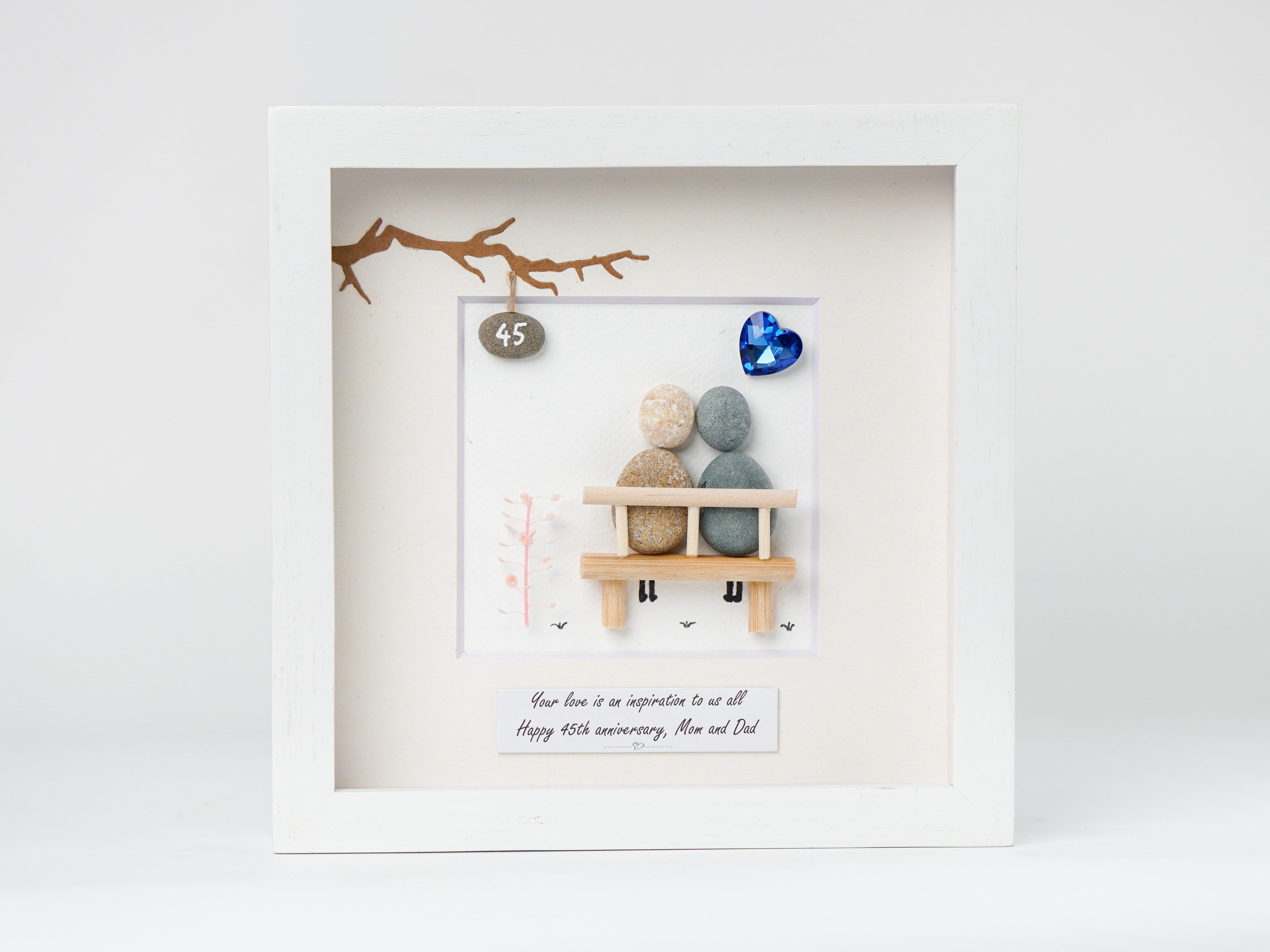 Inspirational Love Tribute for Mom and Dad's 45th Anniversary, Wedding Anniversary Pebble Art For Parents